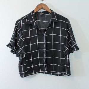 Forever 21 Contemporary Black Checkered Blouse